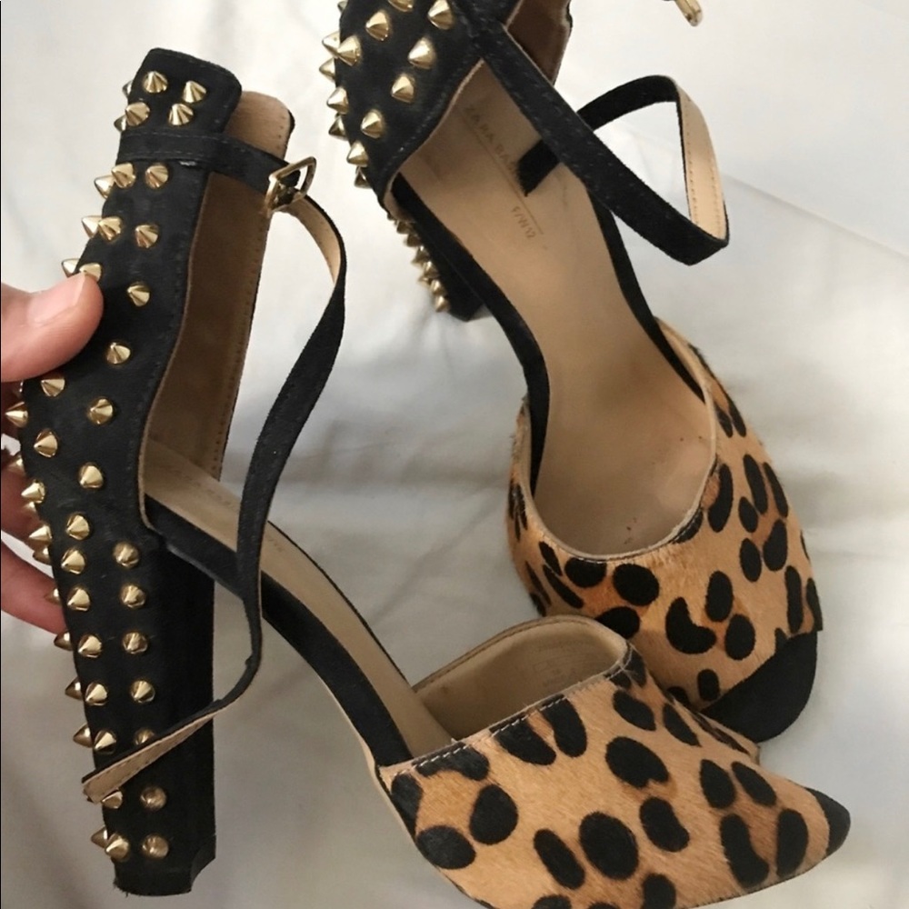 Zara leopard print spiked heels